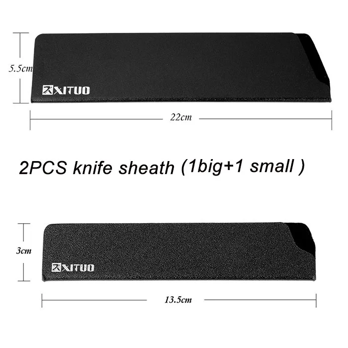 2PC XITUO " 7" " 5" 3," дюймов нож шеф-повара оболочка для нарезки овощей Santoku ножи для очистки овощей кухонный нож ножны инструмент черный - Цвет: 2PC
