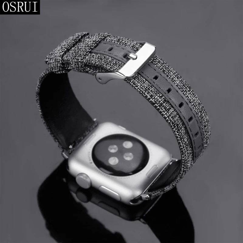 Кожаный ремешок для Apple watch band 44 мм 42 мм 40 мм 38 мм correa aplle Iwatch band 3 2 холст браслет на запястье ремень аксессуары для часов