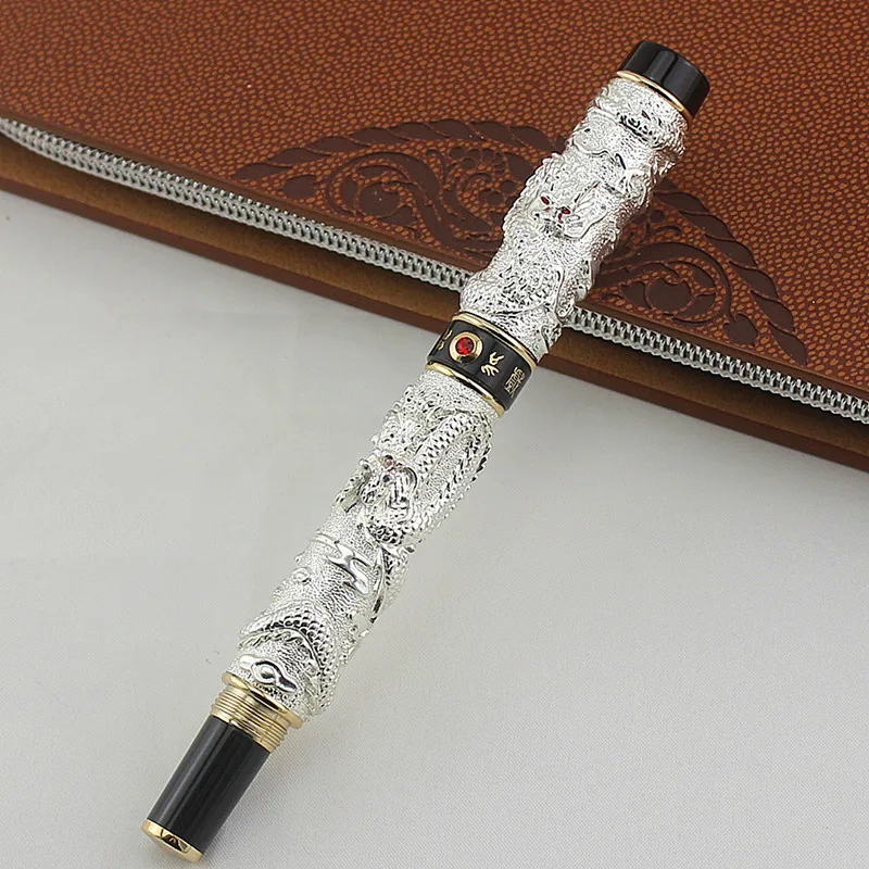 JINHAO СЕРЫЙ Перьевая ручка Перо с широким основанием DRAGON PLAY THE PEARL