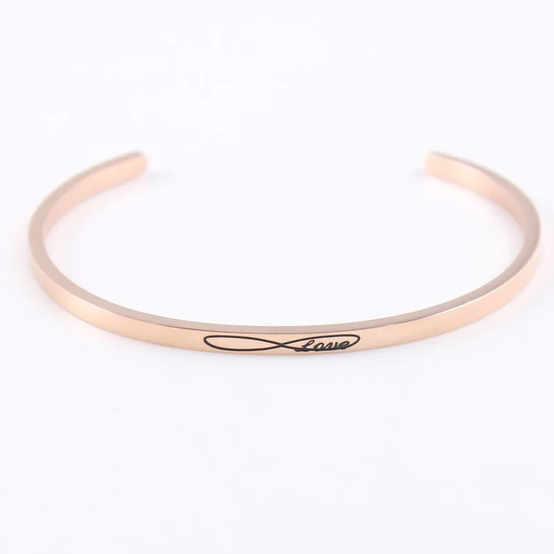 Rose Gold To The Moon And Back 316L Stainless Steel Bangle Engraved Inspirational Quote Cuff Mantra Bracelet for Women | Украшения и