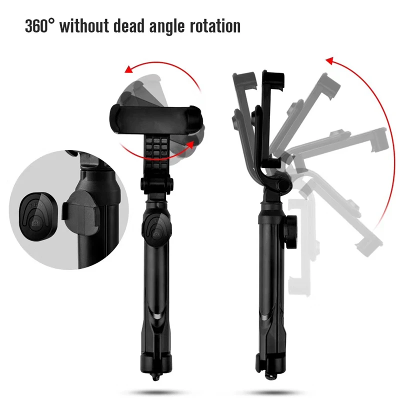 2 IN 1 Wireless Bluetooth Selfie Sticks With Tripod Stand 360 Rotate Button Remote Control Selfiestick For IPhone Android Phones |