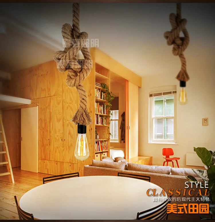 Nordic творческий ЛОФТ личность ретро старинные промышленной конопли люстра Кафе
