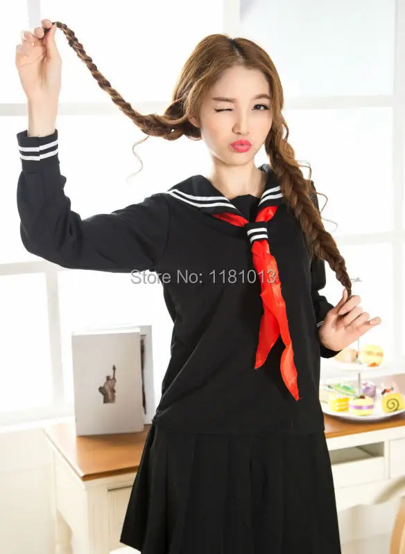 Школьная форма JK для косплея черная японская школьная 2 белый матросский
