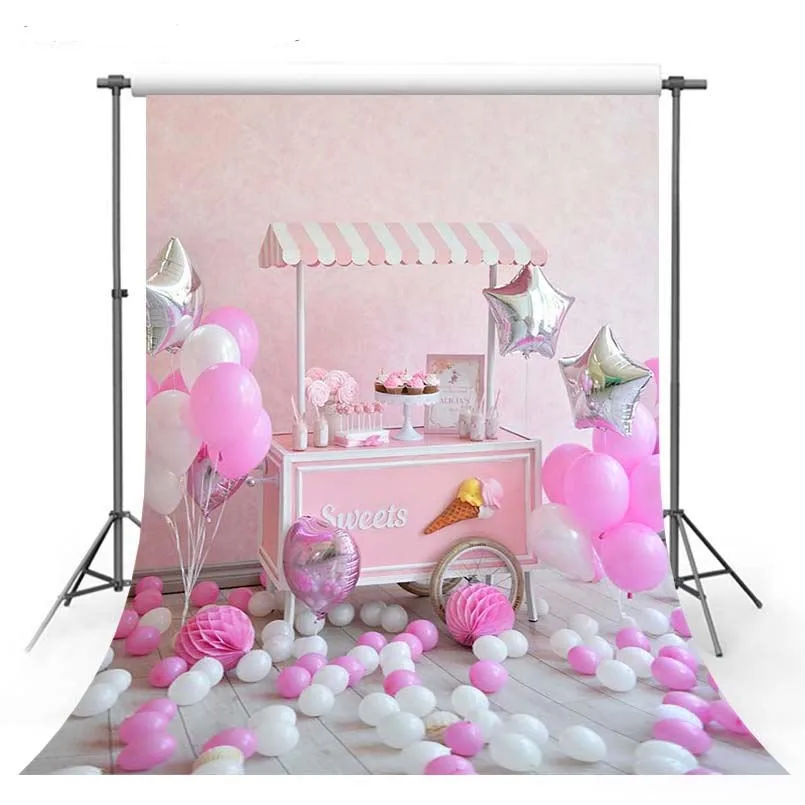 Фоны для студийной фотосъемки с розовыми воздушными шарами портретной