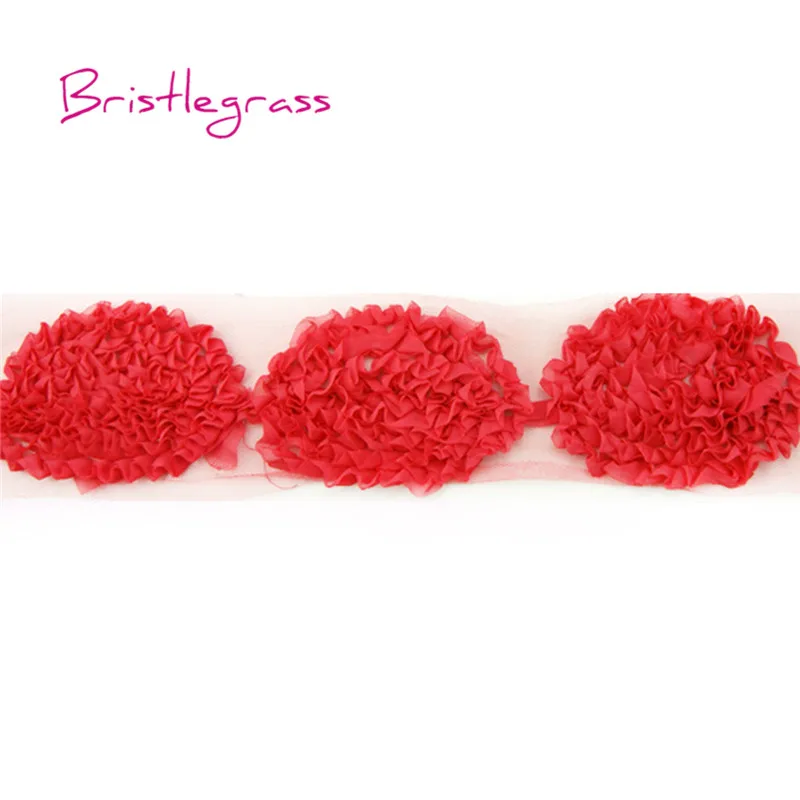 Red BRISTLEGRASS 1 ярд 4,3" 11 см шифон цветы тюль сетка кружевной отделкой Детская повязка Люкс Свадебное платье Костюм DIY Швейные ремесла - Цвет: Red