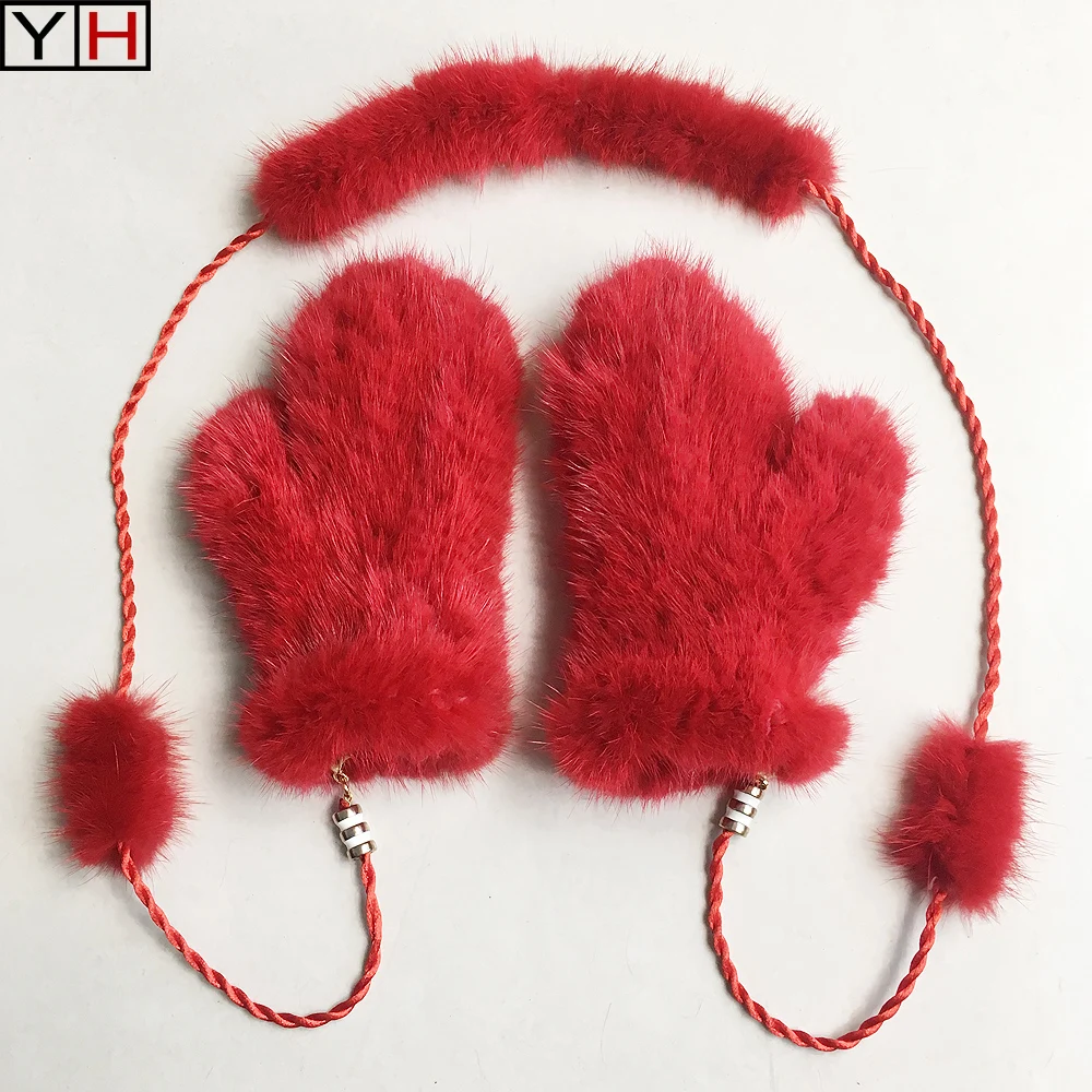 2018 зимние детские перчатки из натуральной норки модные теплые меховые 100%