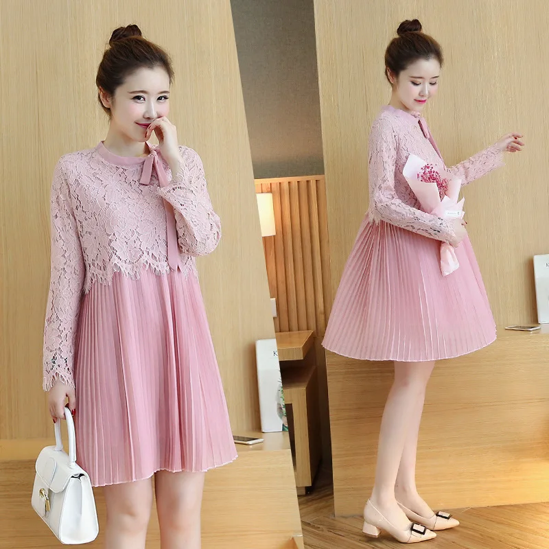 Одежда для беременных новое поступление хлопковое кружевное лоскутное платье с