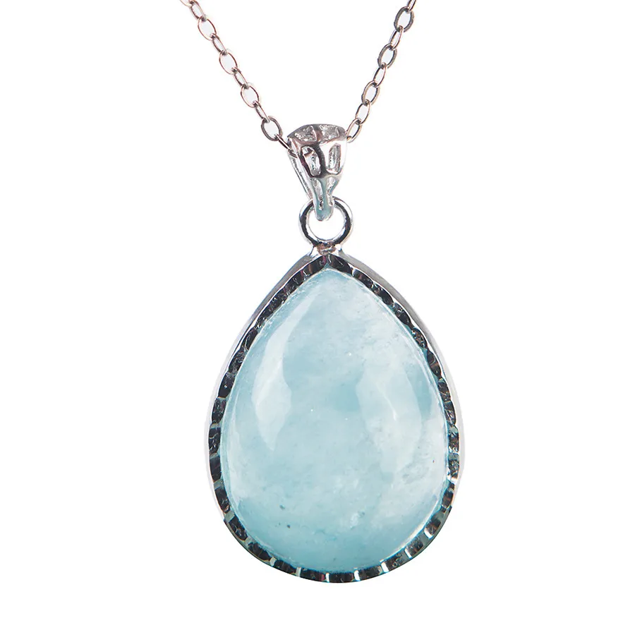 

Натуральный голубой океан, прозрачные камни, камень для женщин, капля воды, хрустальные бусины, серебряная подвеска 26*20*11 мм