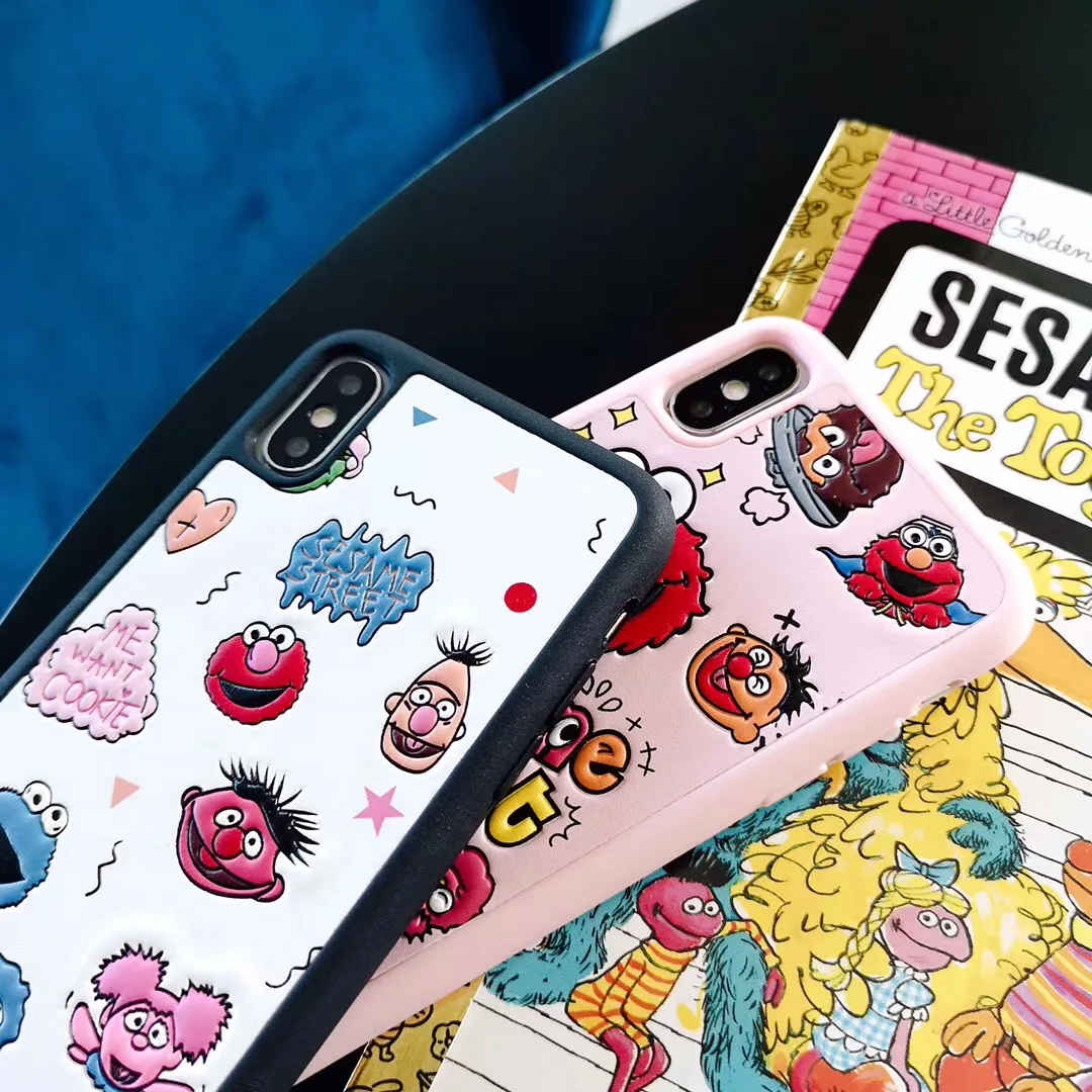 Cute Cartoon Sesame 3D Soft silicone Phone Case For iPhone 6 6s 7 8 Plus X XS Max XR Pink ELMO Capa Coque Fundas |