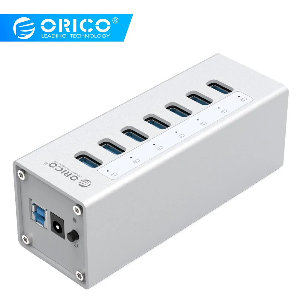 Высокоскоростной Алюминиевый Концентратор ORICO A3H7 с 7 портами USB 3 0 для ПК/ноутбука
