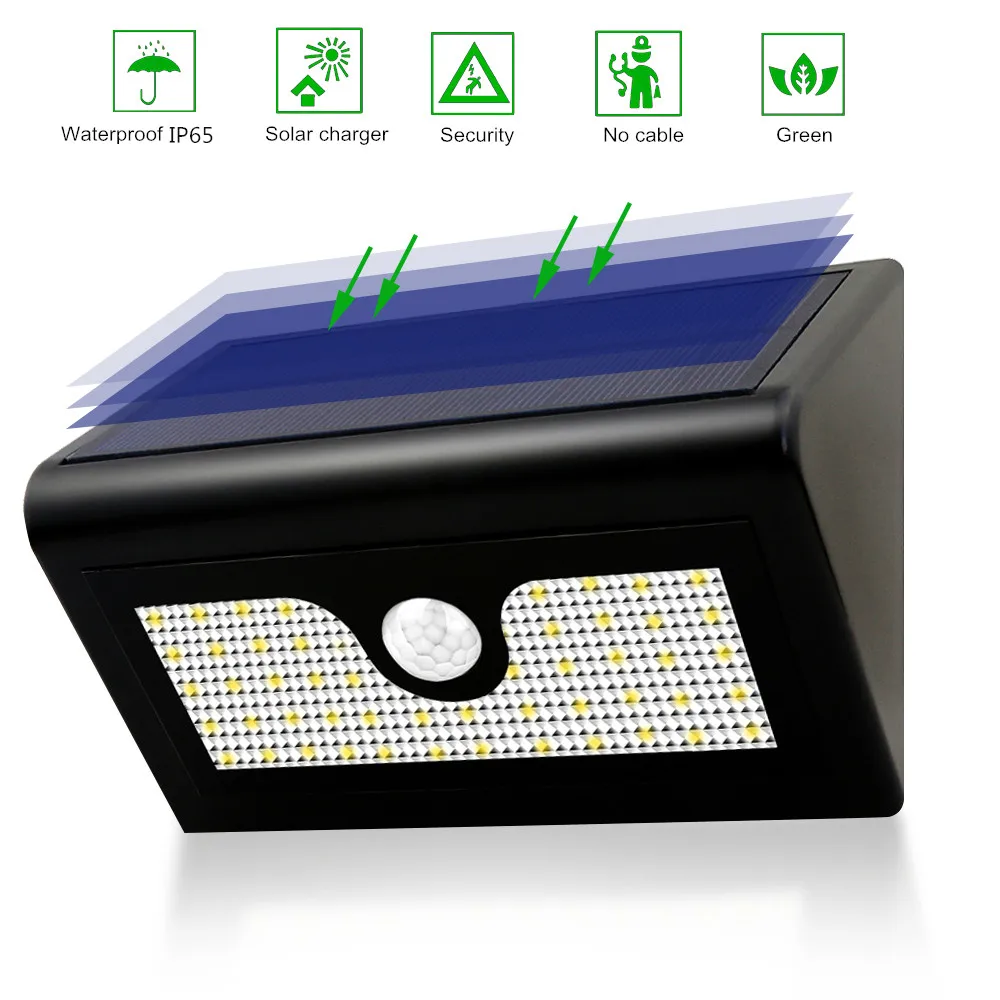 Супер яркий 50 светодиодный солнечный свет с датчиком движения Лампа