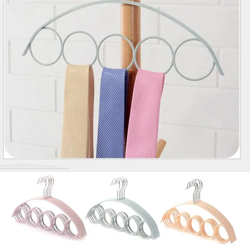 

Nordic 5 Ring Scarf Hanger Anti-slip Plastic Clothes Rack Hook Wardrobe Storage Scarf Scarves Tie Hanger