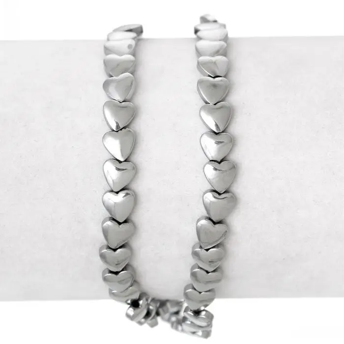 Бусины DoreenBeads из Натурального Гематита серебристого цвета в форме сердца около 6 0