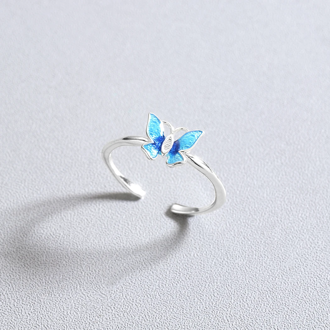 Женское регулируемое кольцо в форме бабочки Kinitial синее подарок для