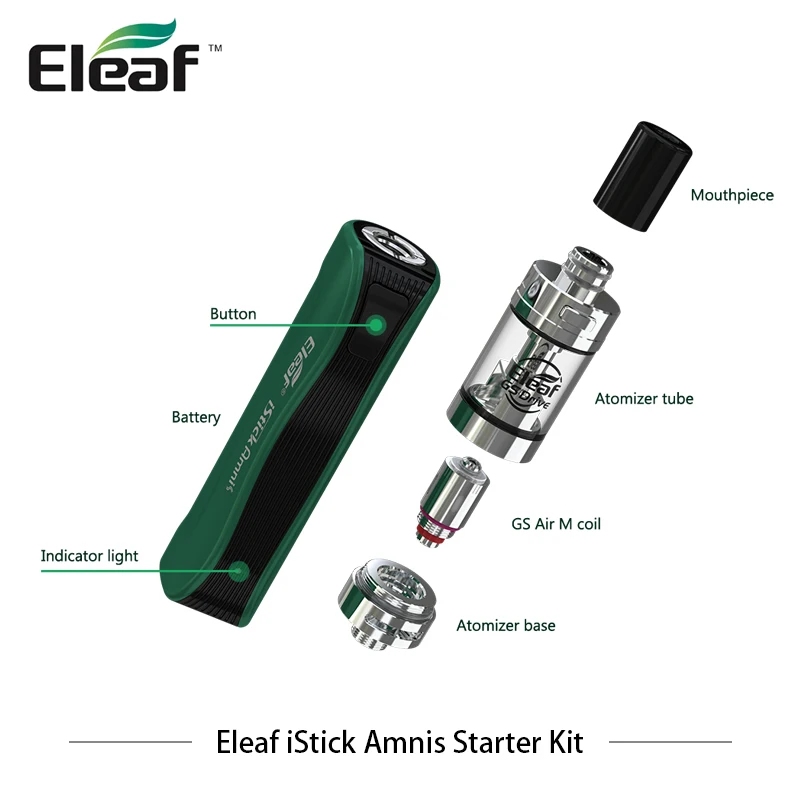 Оригинальный Eleaf iStick Amnis комплект с 2 мл GS Drive Tank 900 мАч батарея воздуха M сетки