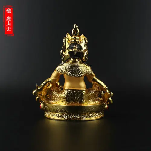 

Tibetan Buddhism Hand painting resin Gilt statue Yellow Jambhala A8