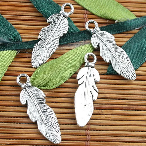 

Tibetan Silver color feather style charms 40pcs EF0107