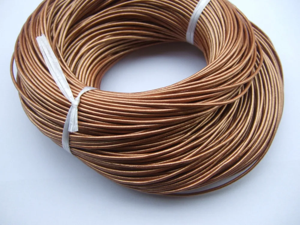 100% Реальный 2 мм круглый металлический медный кожаный шнур кружевные стринги