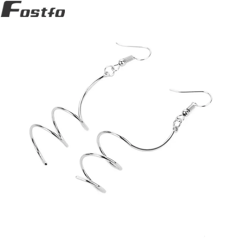 Женские Модные Спиральные серьги в форме уха длинные серебристого цвета большие