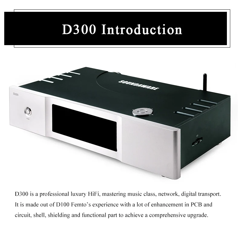 Soundaware D300 Профессиональная сеть PCM& DSD цифровой транспорт полное обновление D100 Pro Femto Hifi музыкальный плеер
