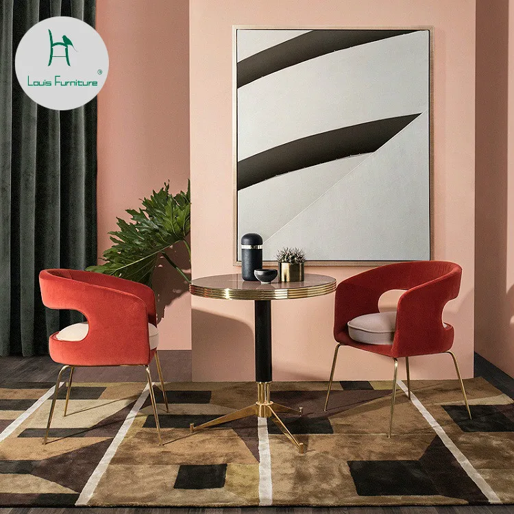 Louis Fashion Living Room Chairs Dining Nordic Simple Modern Casual Coffee Back Fabric Velvet |
