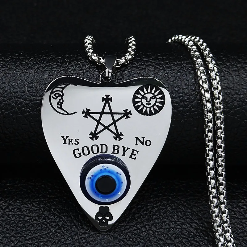 2021 Sun Moon Blue Eye Pentagram Wicca Stainless Steel Necklace Women Silver Color Jewelry collar acero inoxidable mujer N569S02 | Украшения