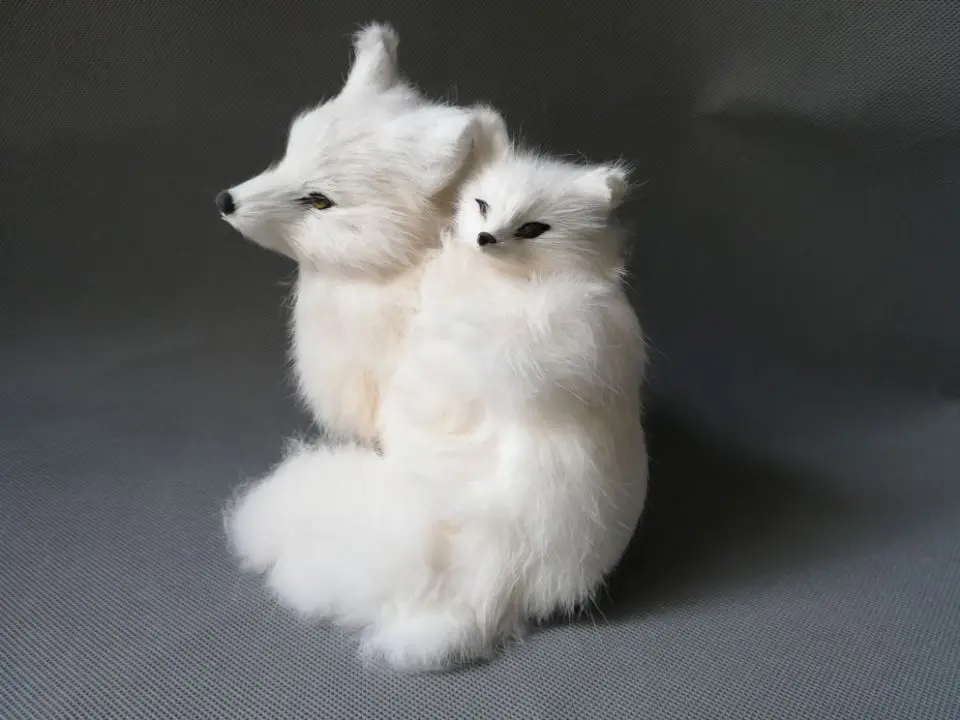 Реальная игрушка Большой 19x16 см белая лиса модель из полиэтилена и меха Возьмите