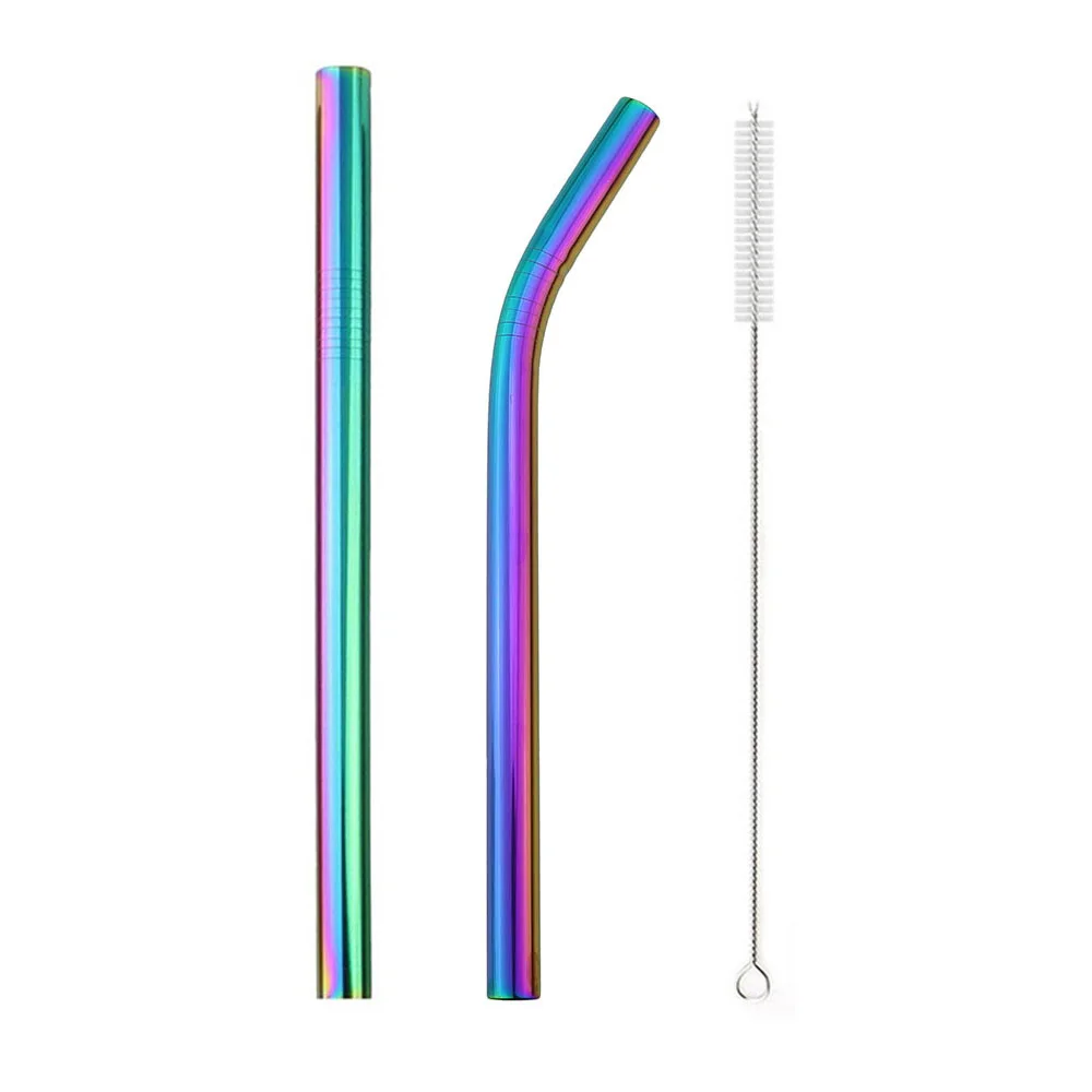 Rainbow 215x12mm B 2 шт питьевой соломинки многократного использования из нержавеющей стали соломинки Экстра Широкий 12 мм металлическая соломинка с чистящей щеткой мешок пузыря чай Yerba mate - Цвет: Rainbow 215x12mm B
