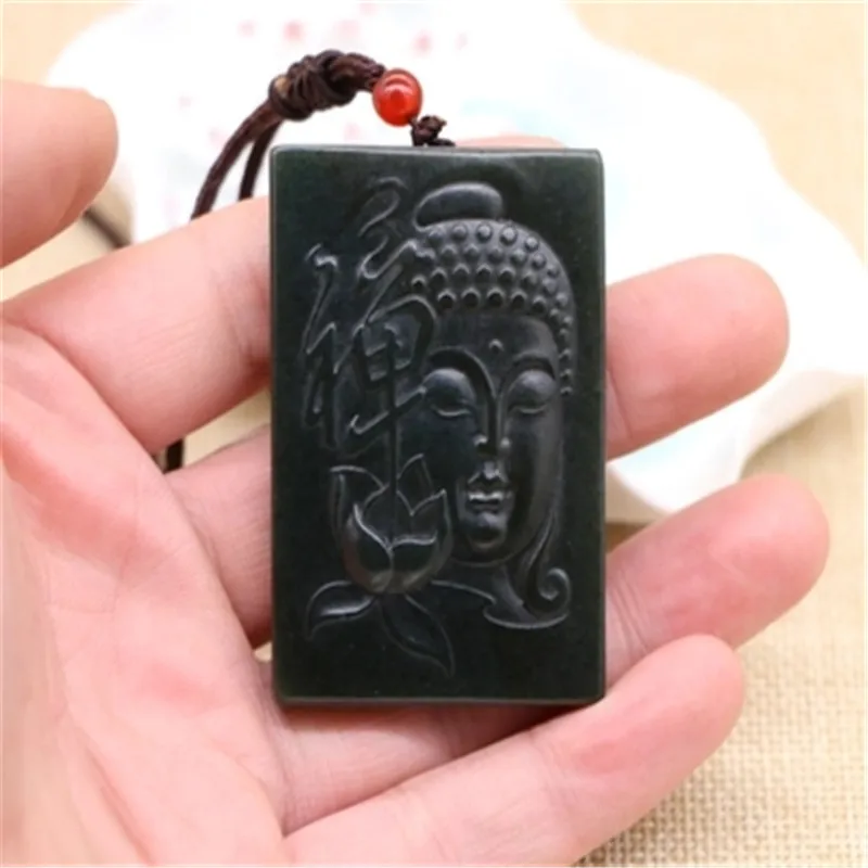 Натуральное зеленое реальное HETIAN Каменная Резная подвеска Shakyamuni кулон в виде