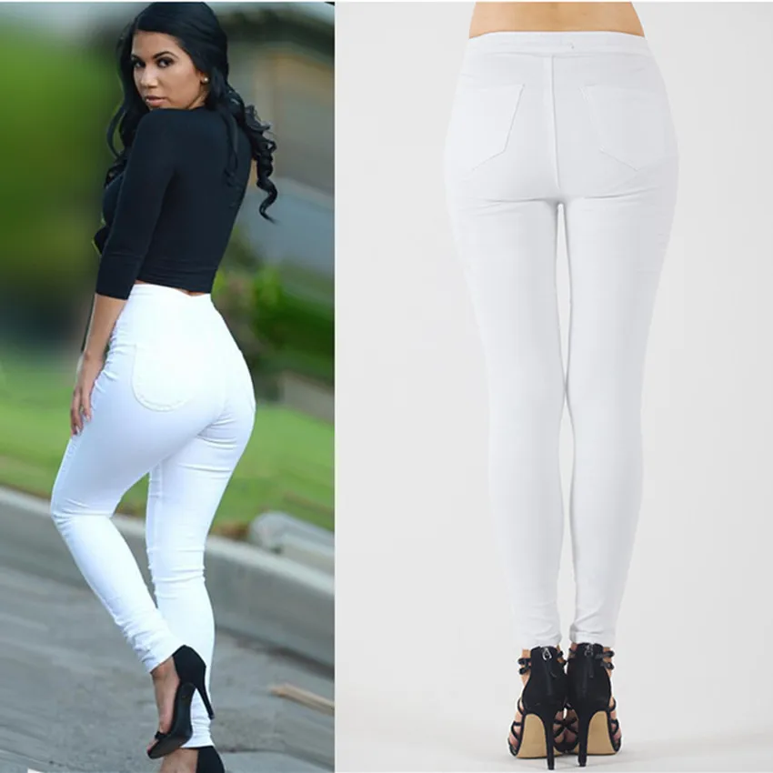 2018 Женская одежда с высокой талией обтягивающие эластичные джинсы из чистого