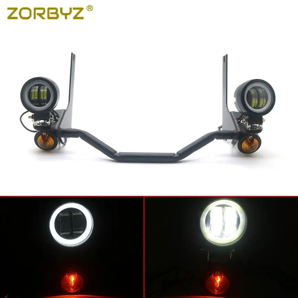 White Angle Light ZORBYZ мотоциклетный передний Точечный светильник, противотуманный, проходящий, ангел, глаз, лампа, крепление, указатель поворота, светильник, бар для Harley Touring Road King 1994-2012 - Цвет: White Angle Light