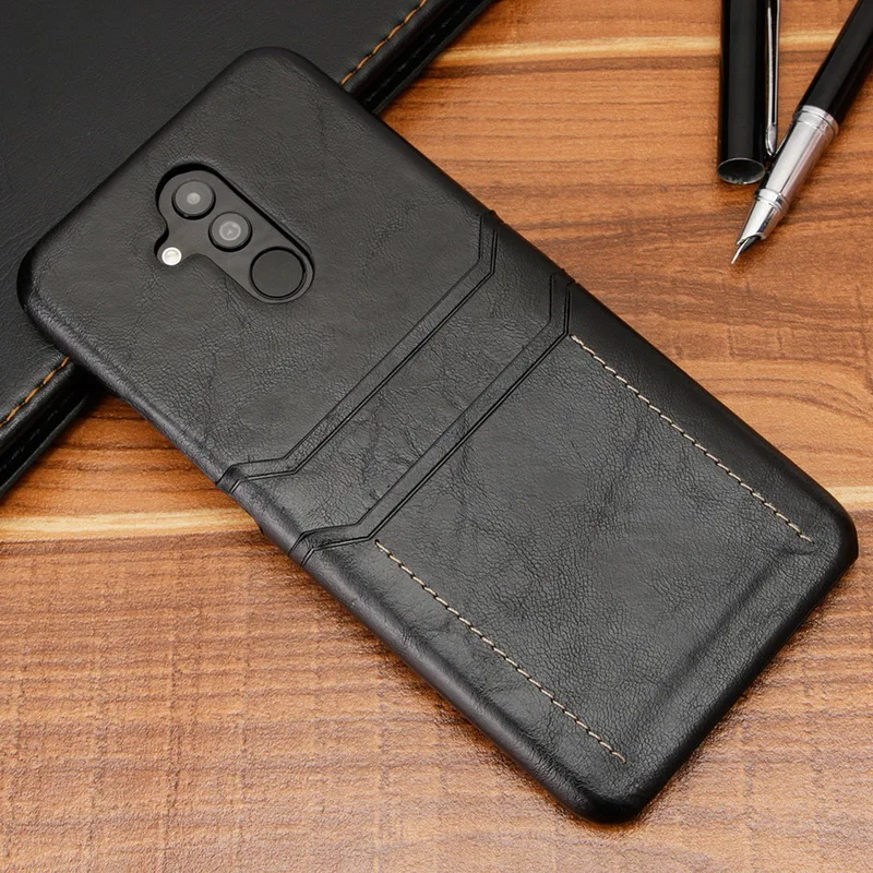 Роскошный Ретро Чехол из искусственной кожи для huawei mate 20 Lite P20 Pro с отделениями для карт задняя крышка для huawei mate 20X mate 9 10 Pro чехол s Capa - Цвет: Black