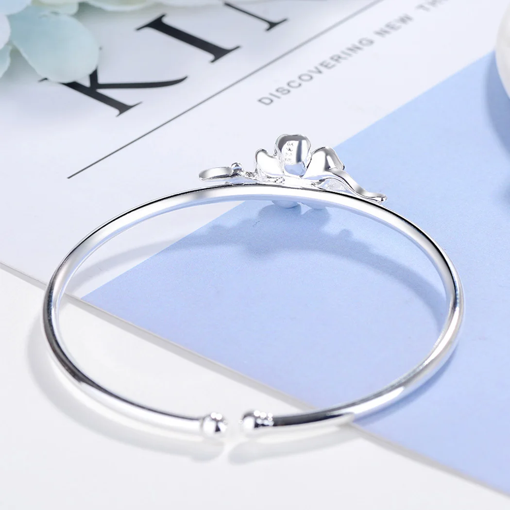 Женский браслет с цветком вишни Kinitial Модный Браслет манжета из кристаллов