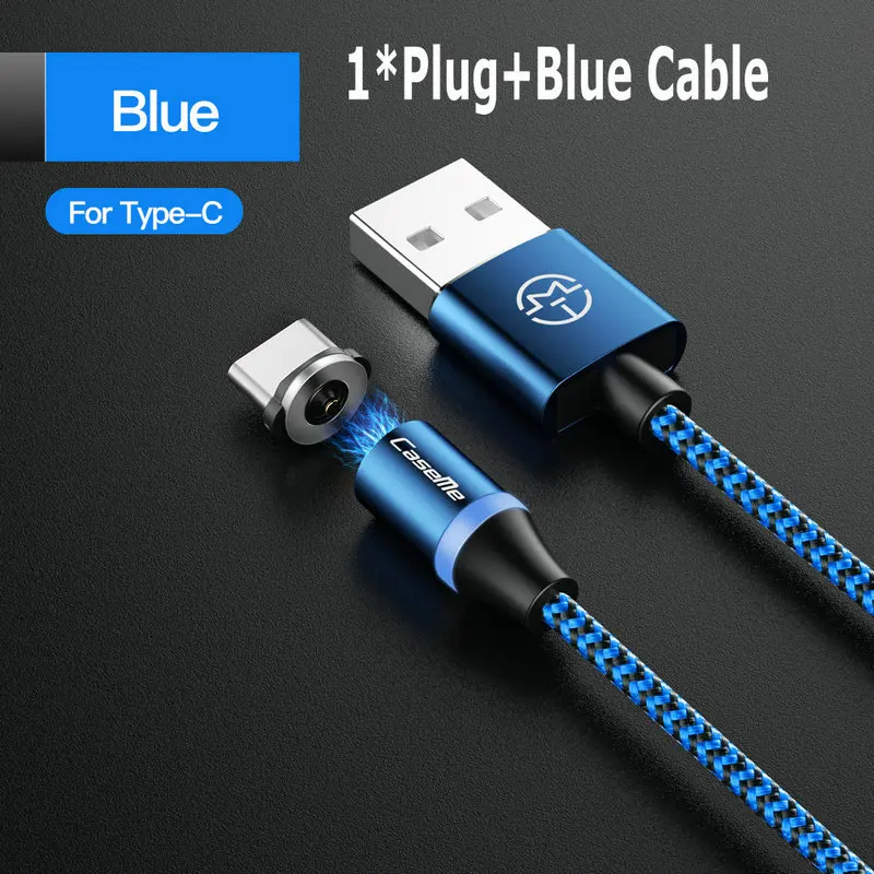 For Type C-Blue CaseMe 3 в 1 Магнитный USB кабель для samsung huawei для iPhone XS MAX Магнитный штекер Micro USB кабель usb type C шнур Быстрая зарядка - Цвет: For Type C-Blue