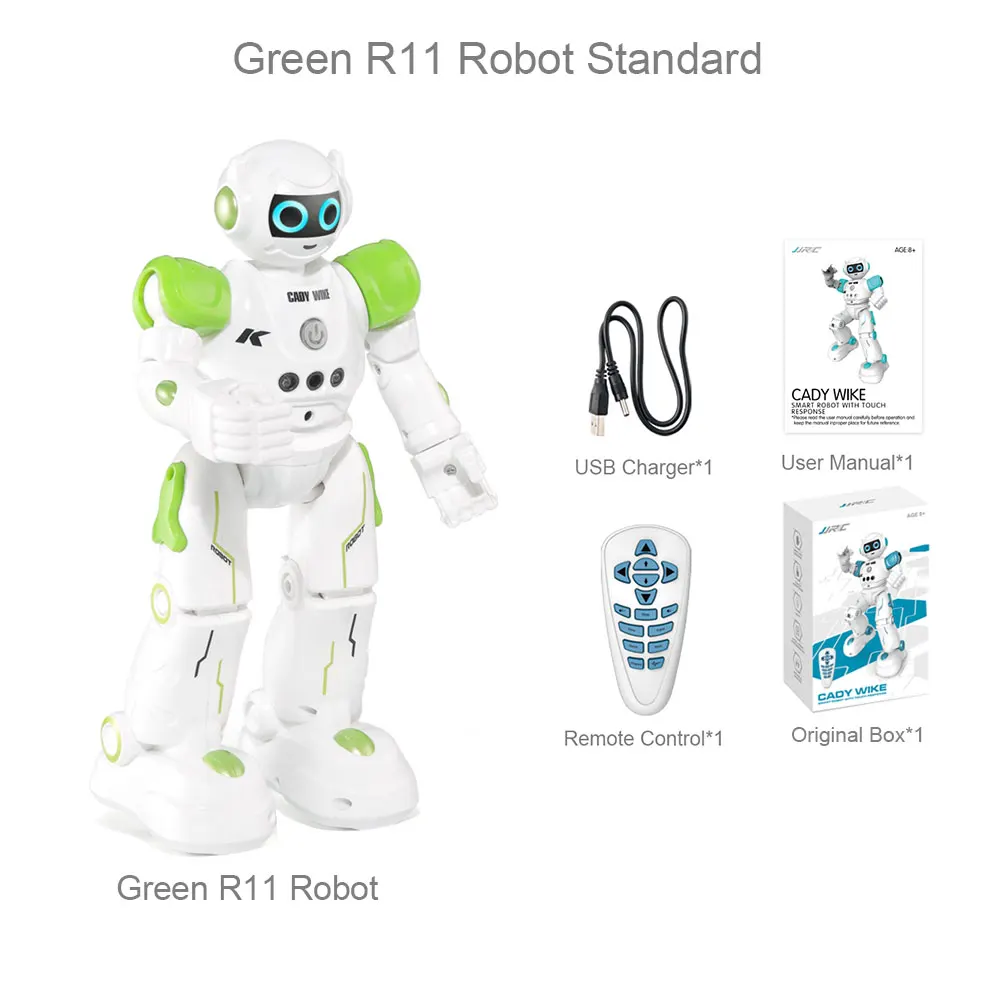 Green R11 JJRC R11(R2 модернизированный) 1 Cady Wike робот датчик жестов Smart Touch управление песня танцевальная фигурка игрушки для детей детский подарок - Цвет: Green R11