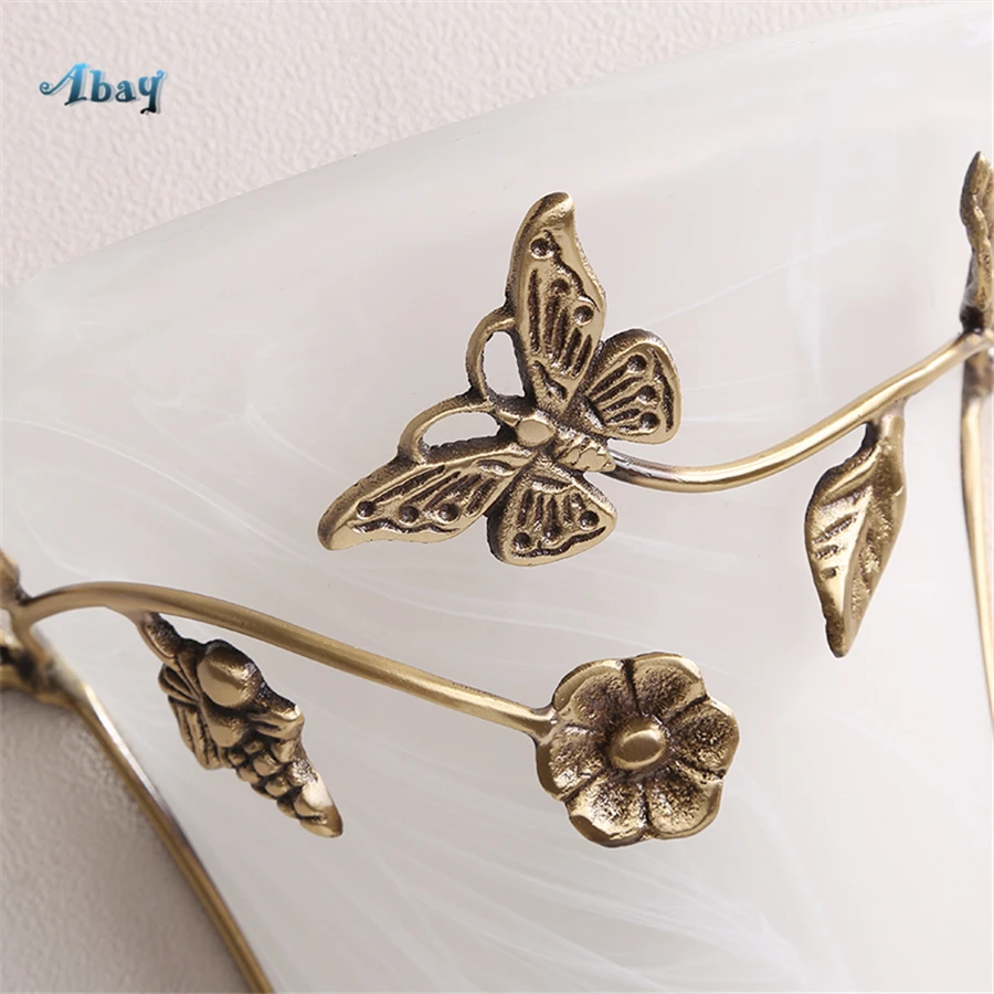 American Metal Garden Decors Glass Wall Lamps Living Room Bedroom Corridor Led Art Elegant Home Decor Lighting Fixture E27 | Лампы и