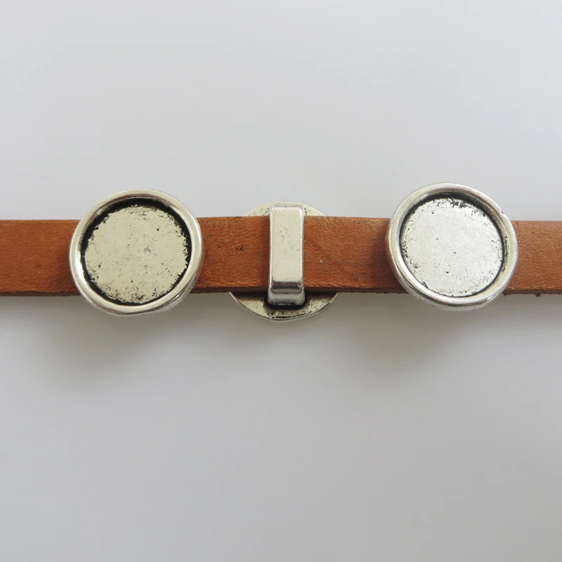 10pcs Antique Tone Spacer Button Slider For 10mm 5mm Flat Leather Cords Bracelet Jewelry Making | Findings &amp Components