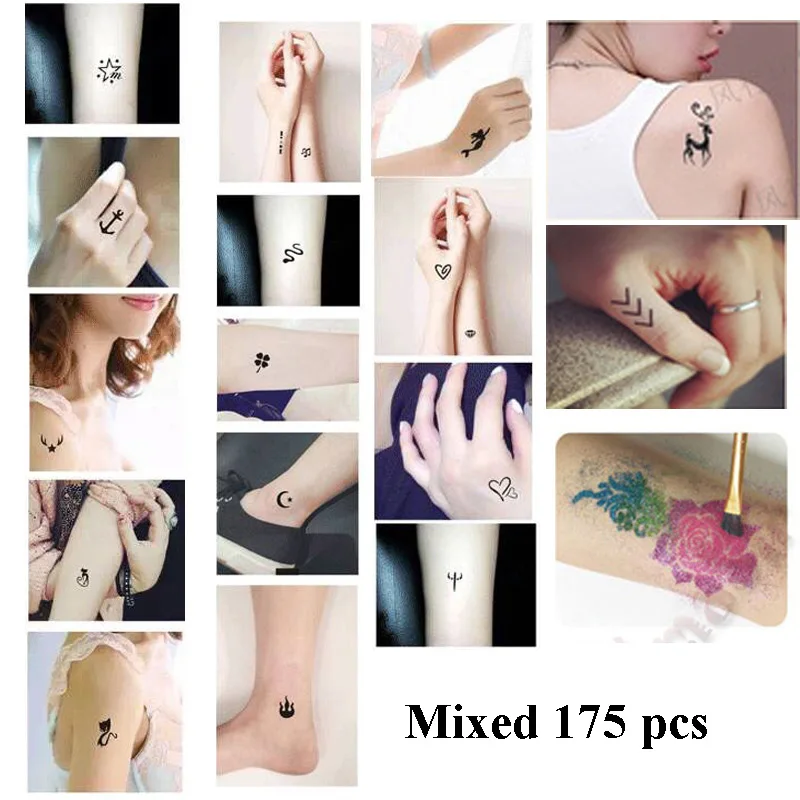 175pcs Small Airbrush Tattoo Stencils For Women Kids Drawing Template Henna Tattoo Stencil For Paiting Glitter Tattoos 4 Sheet images - 6