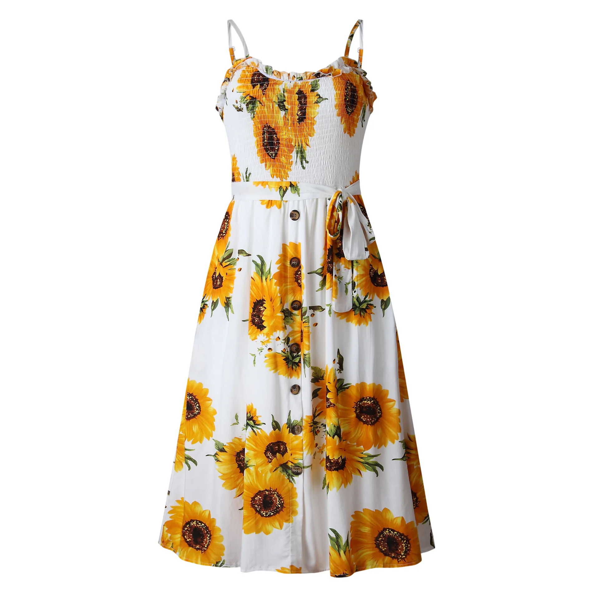 

2019 New Fashion Summer Women Dress Casual Vintage Sexy Bohemian Floral Beach Dress Midi Button Sundress Female Beach dresses