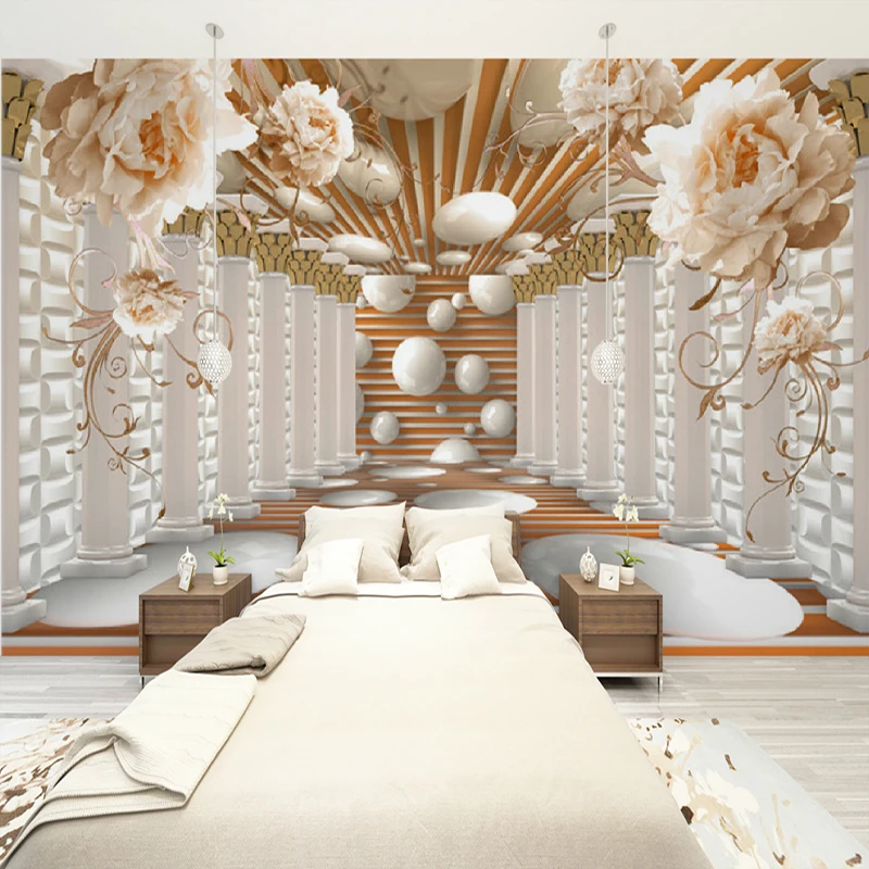Фото 3D обои, современное абстрактное искусство, Рим, колонна, цветок, фото, настенные фрески для гостиной, кабинета, настенная бумага, домашний декор, 3D фреска №1