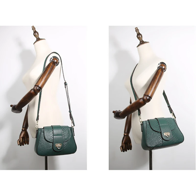 Сумка мессенджер женская из 100% натуральной воловьей кожи с узором крокодиловая