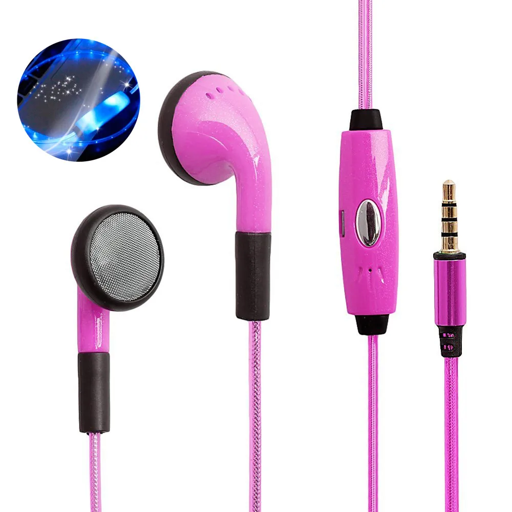 Спортивные наушники вкладыши с подсветкой импульсный кабель спорт светится в