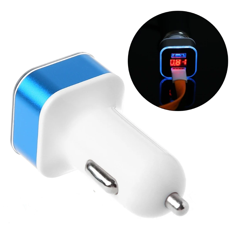 Автомобильное зарядное устройство с двумя usb портами умный светодиодный дисплей