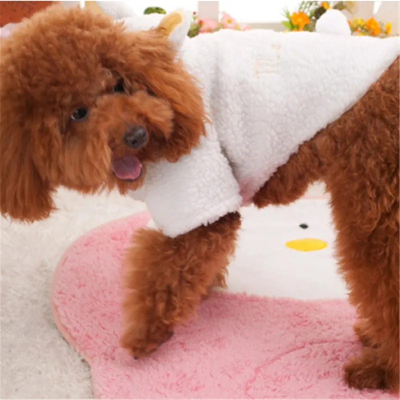 Новые Зимние Pet Puppy Одежда для собак Симпатичные Белая овца теплая толстовка пальто Верхняя одежда XS-XL
