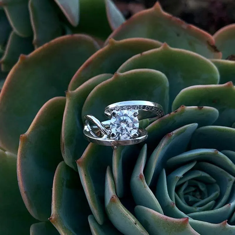 Модные вечерние женские кольца на День святого Валентина цветные подвески CZ