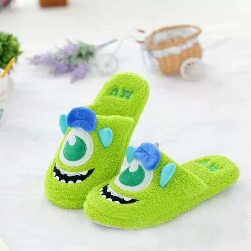 Светло-зеленый Милые тапочки женская обувь Moster University James P. Sullivan милые тапочки Mike Wazowski синие туфли обувь для влюбленных Мужская зимняя обувь - Цвет: Светло-зеленый