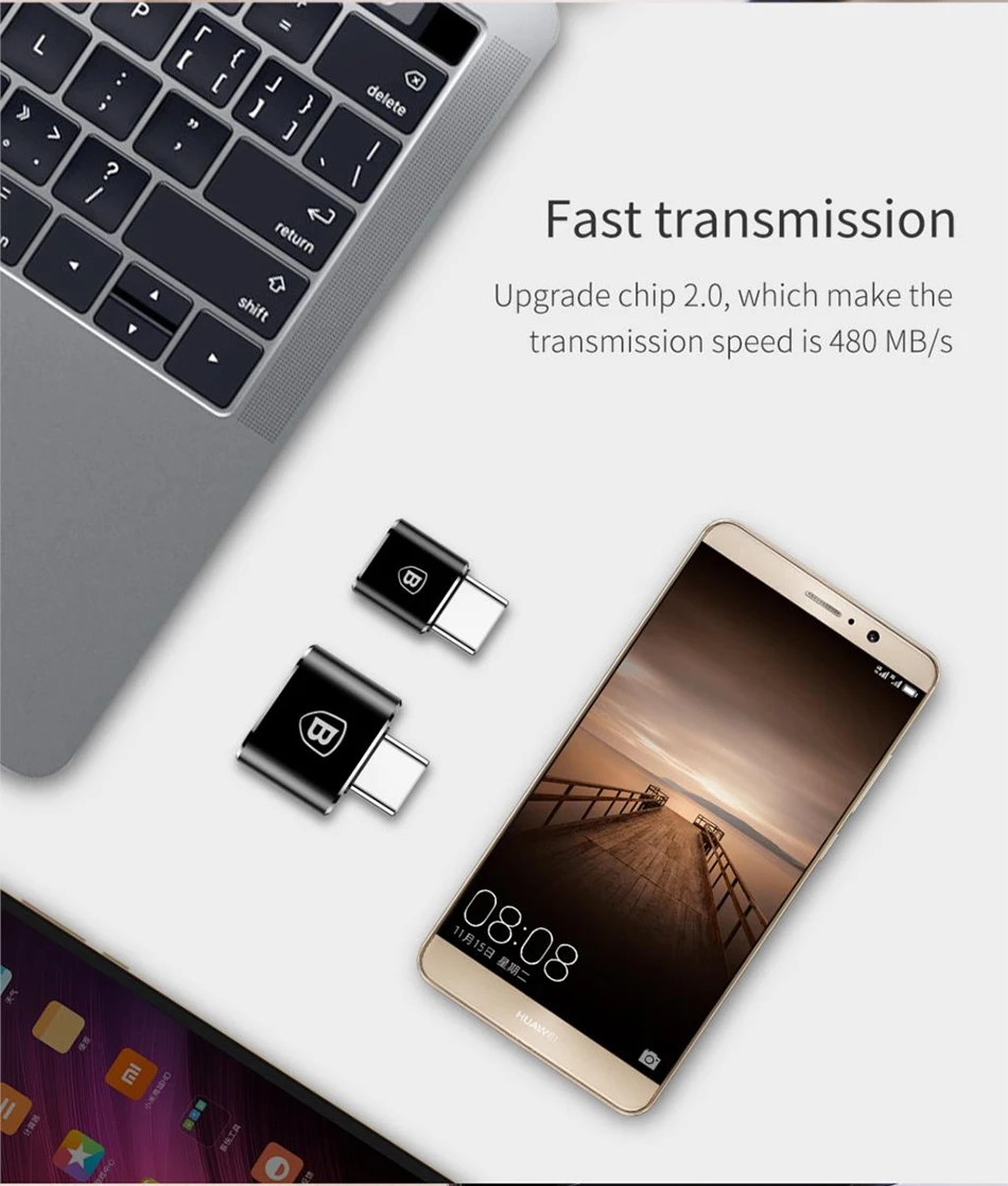 Baseus OTG адаптер usb type C Мужской к Micro USB Женский конвертер Быстрая зарядка передачи данных адаптер для Macbook type C разъем