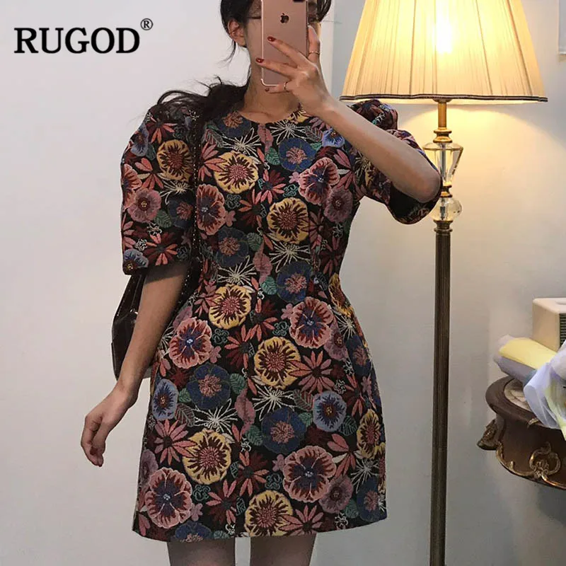 Платье RUGOD женское винтажное с коротким рукавом а силуэта|Женские платья| |