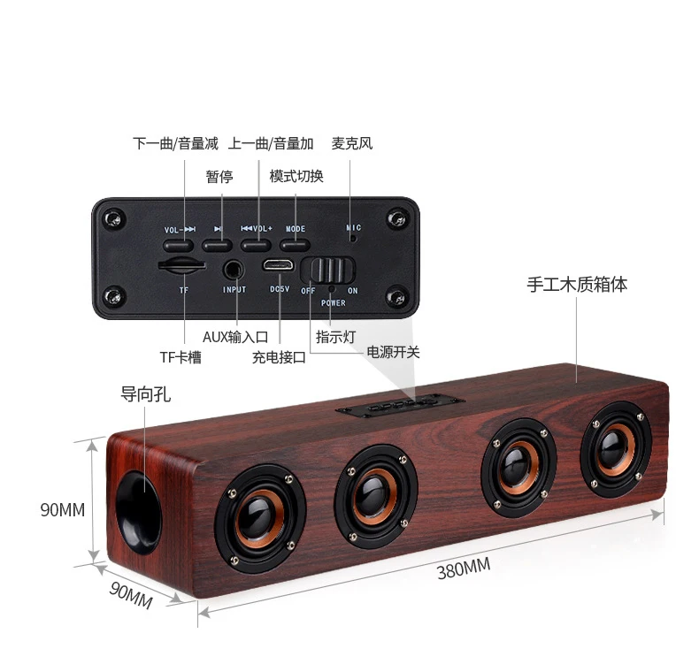 Queenview HIFI беспроводной Bluetooth динамик большой мощности 12 Вт портативный сабвуфер стерео Саундбар TF FM Колонка s для ПК телефонов