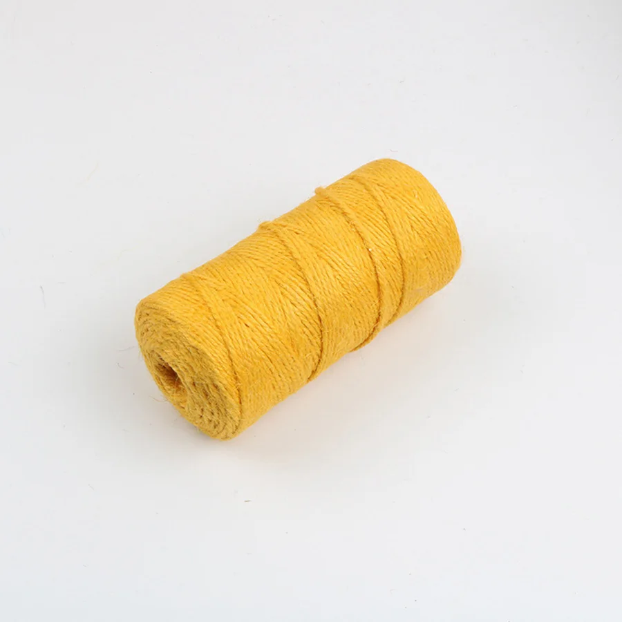 dark yellow 100 м/рулон 2 мм пеньковая пряжа плетеная веревка джутовая нить Мешковина вечерние упаковка для свадебного подарка шнуры цветные Zakka Скрапбукинг - Цвет: dark yellow